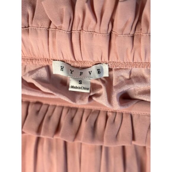 Hyfve Size S Woman Pleated High-Waisted Wide-Leg PantsPink Polyester Lightweight - Picture 5 of 7